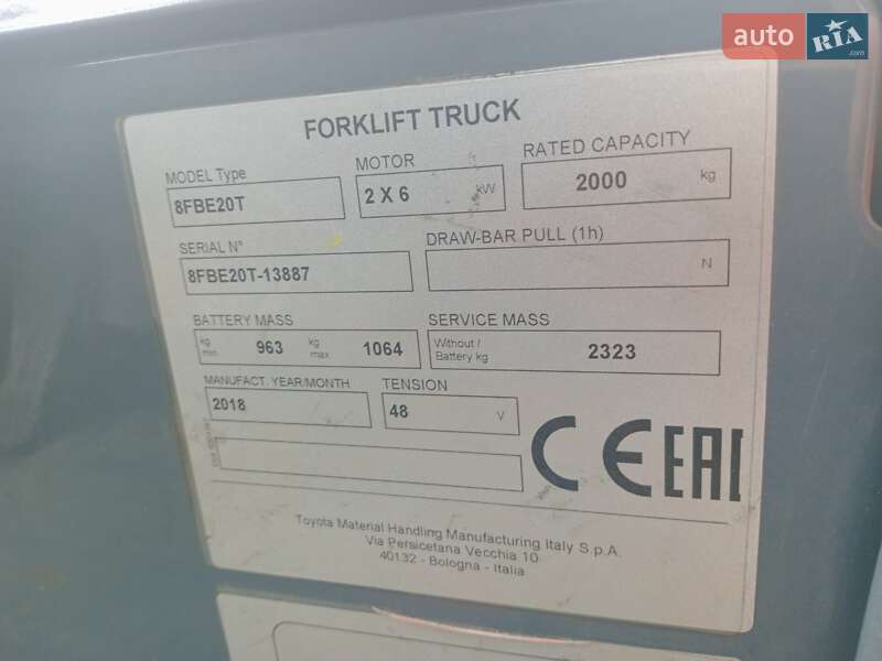 Вилочний навантажувач Toyota FBE 2018 в Києві