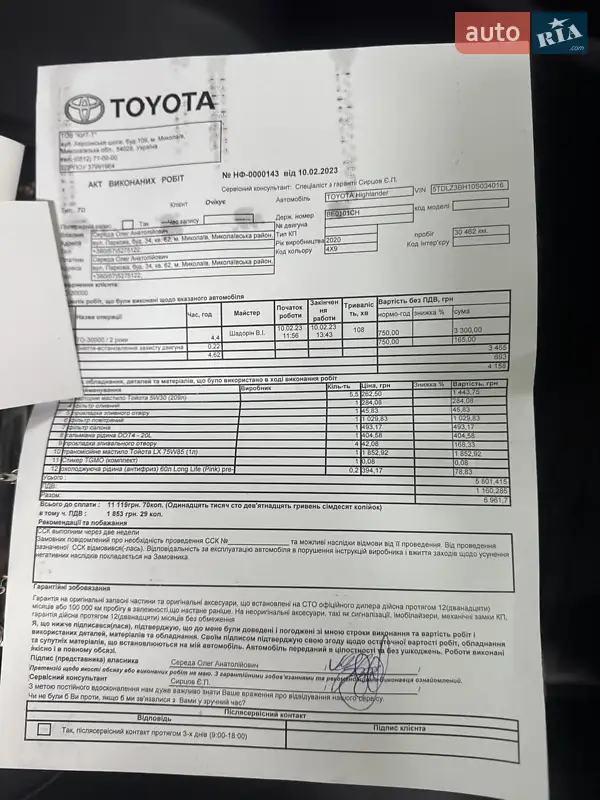 Внедорожник / Кроссовер Toyota Highlander 2020 в Киеве документ