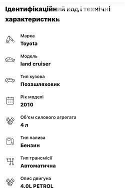 Внедорожник / Кроссовер Toyota Land Cruiser Prado 2010 в Ужгороде