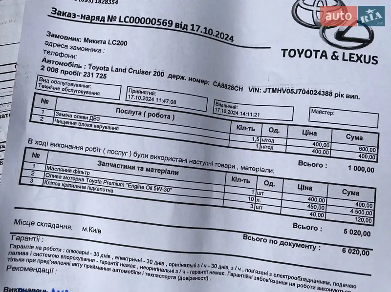 Внедорожник / Кроссовер Toyota Land Cruiser 2008 в Смеле документ