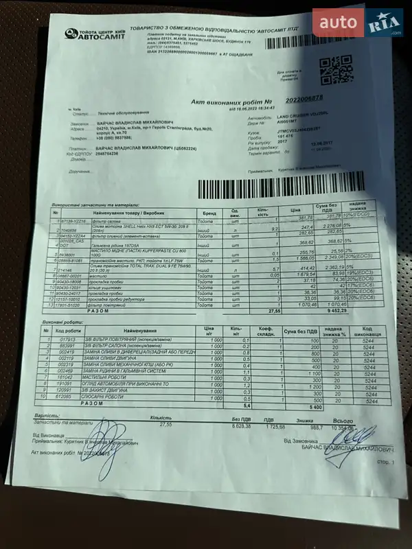 Внедорожник / Кроссовер Toyota Land Cruiser 2017 в Лубнах документ