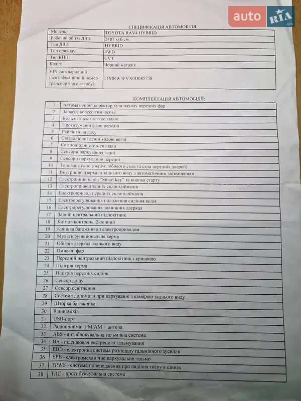 Позашляховик / Кросовер Toyota RAV4 2020 в Хмельницькому документ 2 фото Позашляховик / Кросовер Toyota RAV4 2020 в Хмельницькому документ