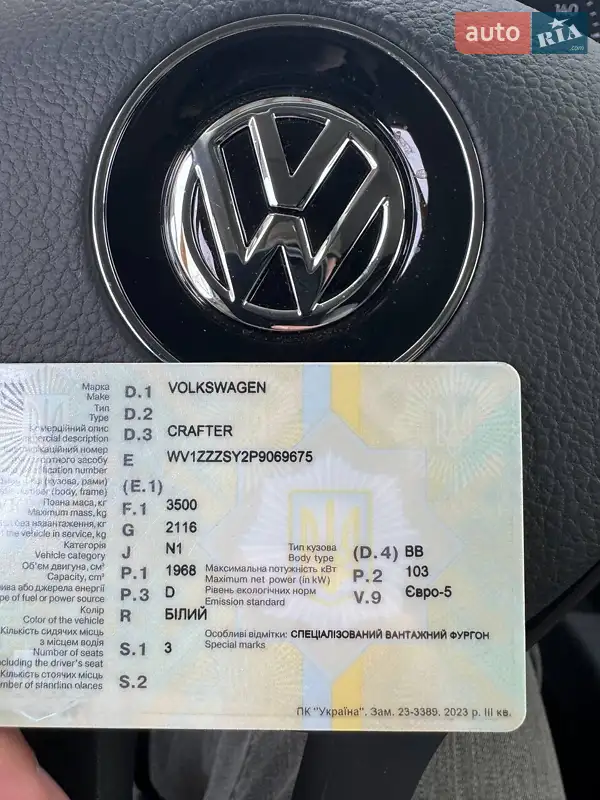 Грузовой фургон Volkswagen Crafter 2023 в Ровно документ
