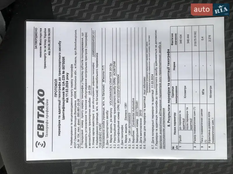 Грузовой фургон Volkswagen Crafter 2013 в Ковеле документ