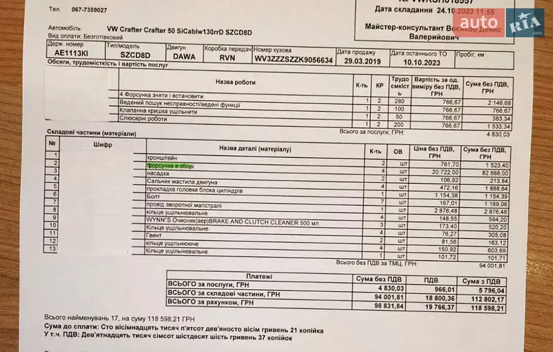 Грузовой фургон Volkswagen Crafter 2019 в Кривом Роге документ 3 фото Грузовой фургон Volkswagen Crafter 2019 в Кривом Роге документ