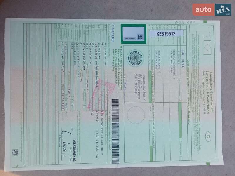 Хетчбек Volkswagen e-Golf 2020 в Чернівцях