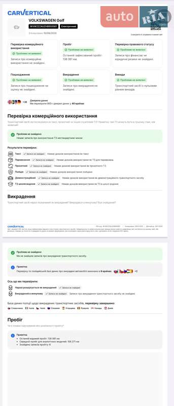 Хетчбек Volkswagen e-Golf 2017 в Луцьку