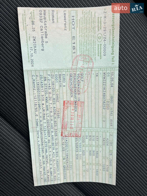 Хэтчбек Volkswagen Golf 2004 в Звягеле