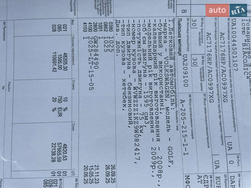 Хэтчбек Volkswagen Golf 2008 в Локачах