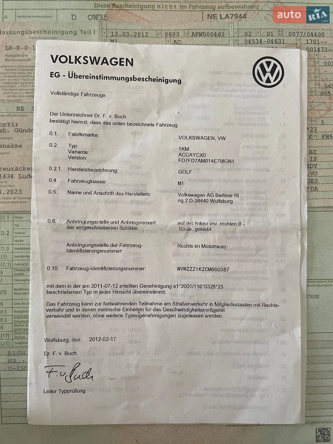 Volkswagen Golf 2011 VIN WVWZZZ1KZCM660387 фото оголошення 37 з 39