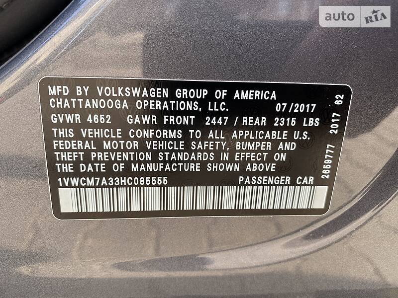 Седан Volkswagen Passat 2017 в Луцьку фото 11 Седан Volkswagen Passat 2017 в Луцьку