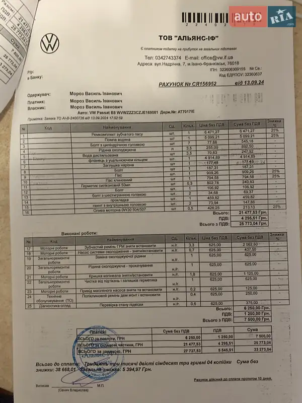 Універсал Volkswagen Passat 2018 в Івано-Франківську документ