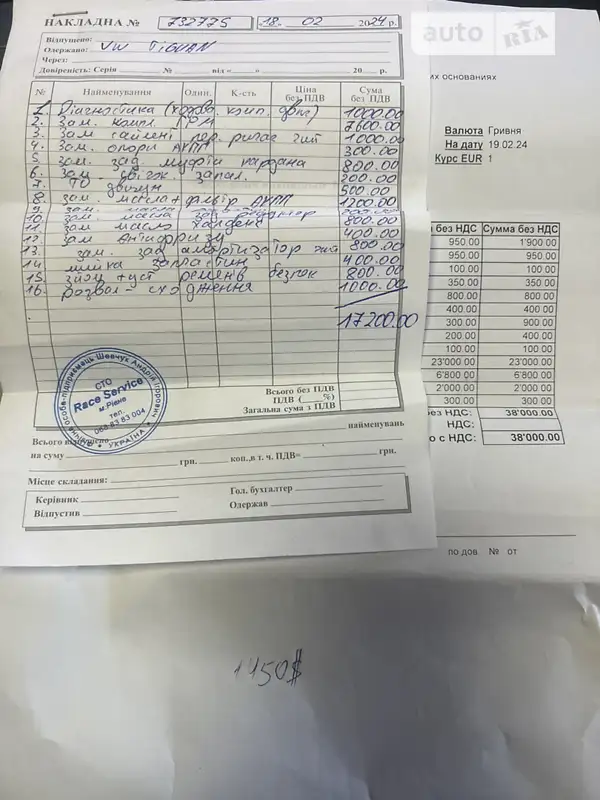 Внедорожник / Кроссовер Volkswagen Tiguan 2014 в Ровно документ