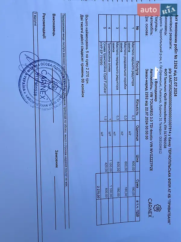 Позашляховик / Кросовер Volkswagen Touareg 2013 в Тернополі документ 7 фото Позашляховик / Кросовер Volkswagen Touareg 2013 в Тернополі документ