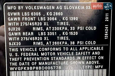 Внедорожник / Кроссовер Volkswagen Touareg 2011 в 