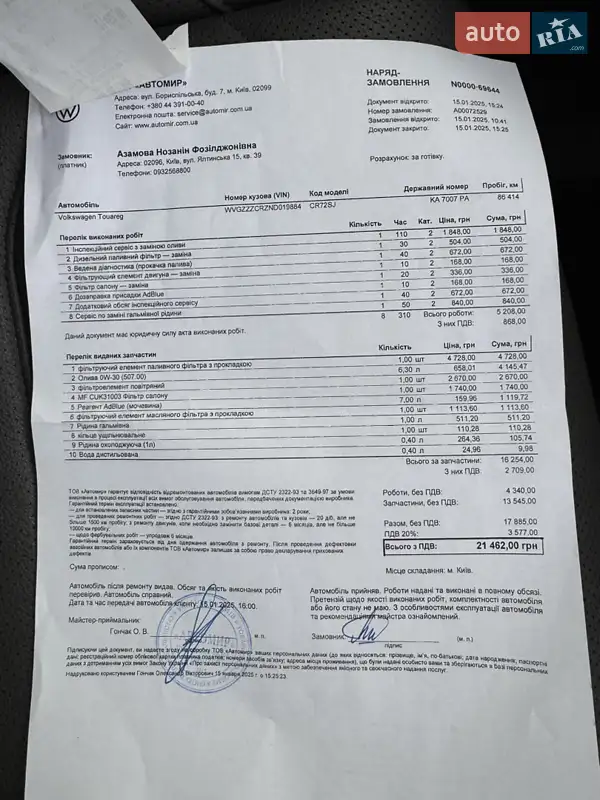 Внедорожник / Кроссовер Volkswagen Touareg 2022 в Киеве документ