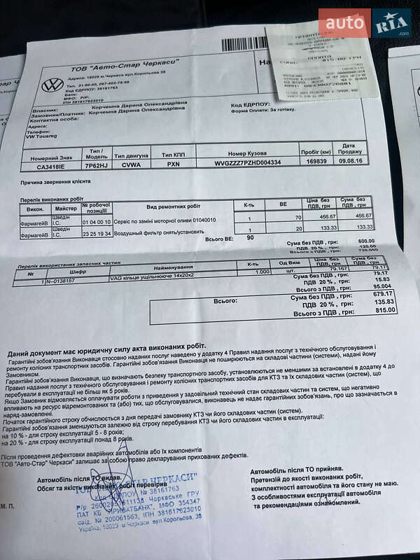 Внедорожник / Кроссовер Volkswagen Touareg 2016 в Черкассах фото 42 Внедорожник / Кроссовер Volkswagen Touareg 2016 в Черкассах