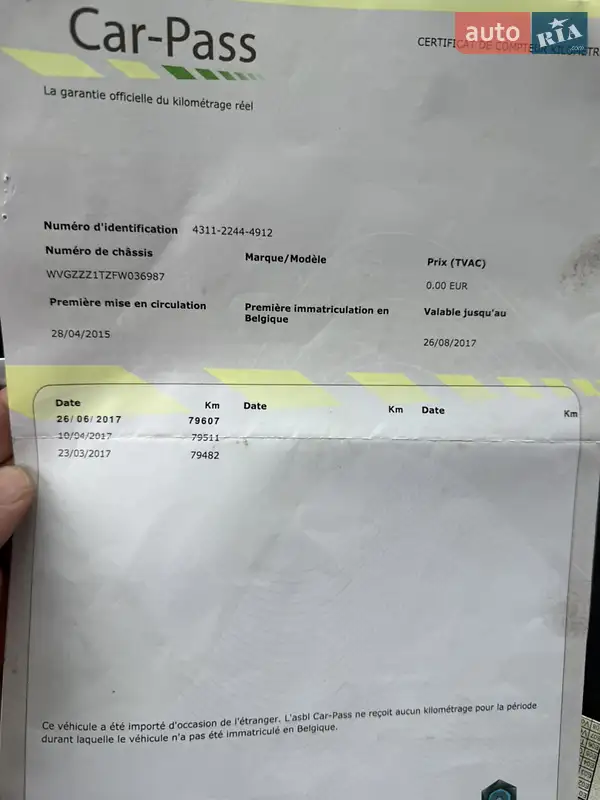 Минивэн Volkswagen Touran 2015 в Нововолынске документ