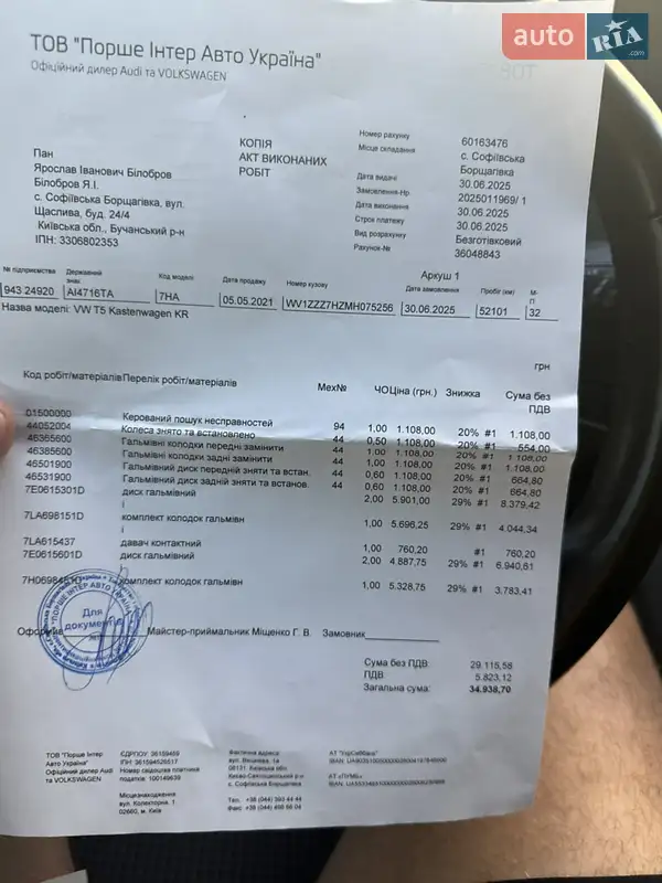 Грузовой фургон Volkswagen Transporter 2021 в Киеве документ
