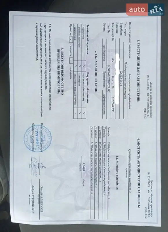 Цистерна полуприцеп Zasta N-36 1996 в Одессе документ