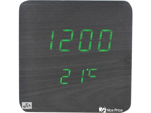 Часы VST 872 черное дерево (зеленая подсветка) (6995)