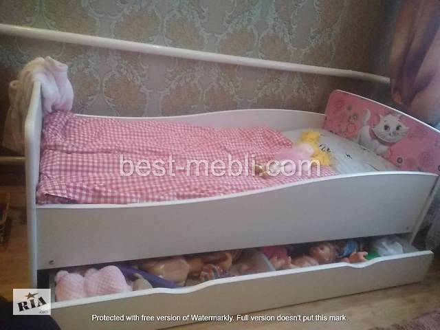 Детская кроватка в наличии! Кровать для девочки. Кровать с котом Kinder. БЕСПЛАТНАЯ доставка! 170*80 кровать с ящиком!