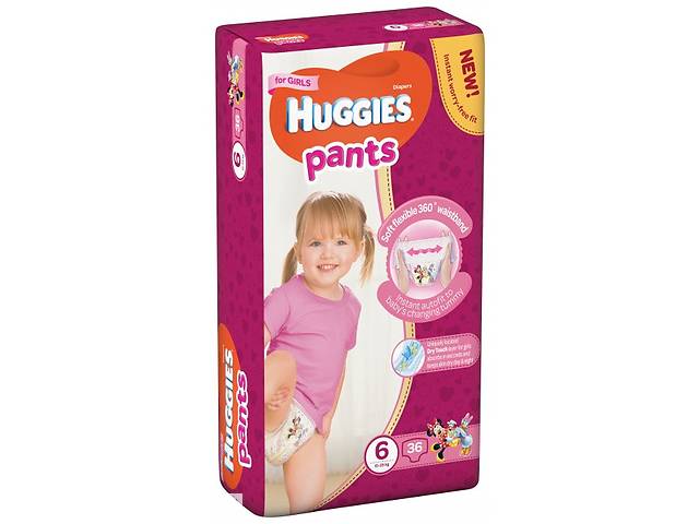 Подгузники-трусики Huggies Pants ( Хаггис трусики ) для девочек 6 (15-25 кг), Mega Pack 36 шт.