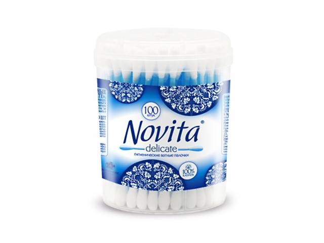Ватные палочки NOVITA в круглой коробке, 100 шт.