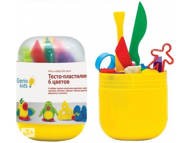 Мини-набор для детского творчества Genio Kids Тесто-пластилин, 6 цветов с аксессуарами