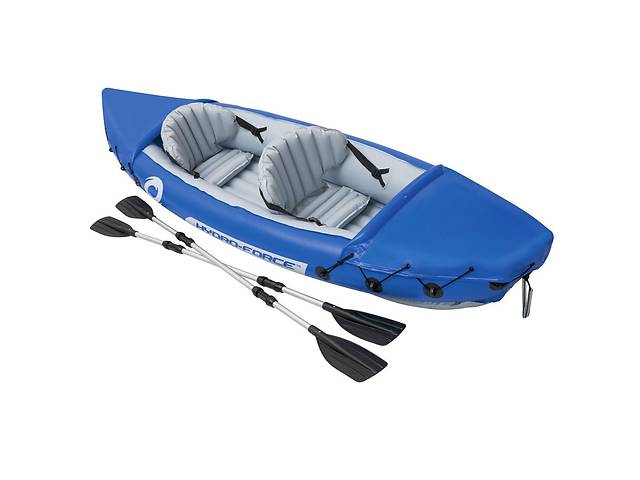 Двухместная надувная байдарка-каяк с веслами Bestway 65077 Lite-Rapid X2 Kayak Синяя, 321*88 см
