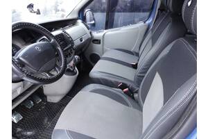 Renault Trafic 2001-2015 гг. Авточехлы (кожзам↗ткань, Premium) Передние 2↗1 и салон TSR Чехлы из экокожи Рено