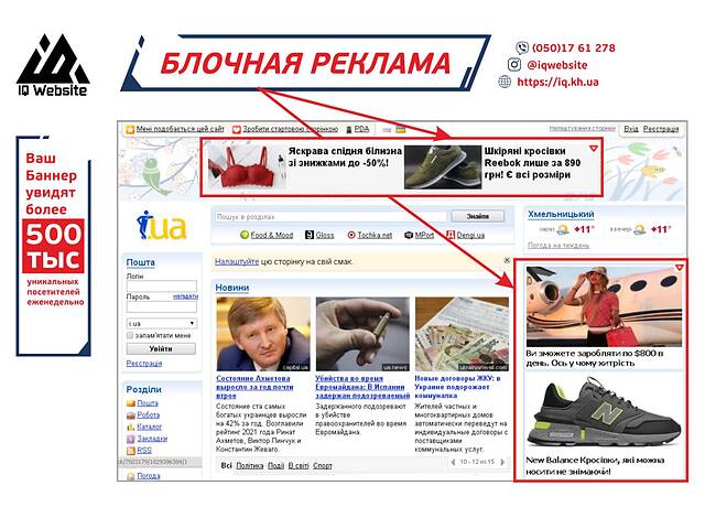 Реклама, блочная реклама, реклама товара и компании, реклама в Гугл.