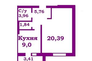 Продается 1-комнатная квартира 42.69 кв. м в Чернигове