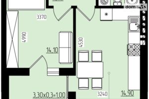 Продается 1-комнатная квартира 38.3 кв. м в Черновцах