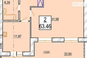 Продается 1-комнатная квартира 63.46 кв. м в Ужгороде