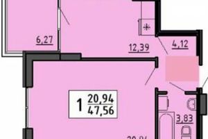 Продается 1-комнатная квартира 47.6 кв. м в Тернополе