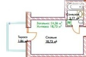 Продается 1-комнатная квартира 24.36 кв. м в Ирпене