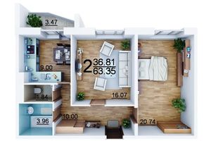 Продается 2-комнатная квартира 63.35 кв. м в Чернигове