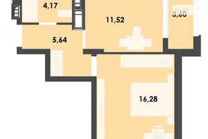 Продается 1-комнатная квартира 41.21 кв. м в Житомире