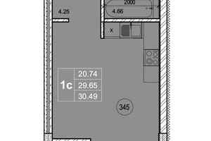 Продается 1-комнатная квартира 30.49 кв. м в Житомире