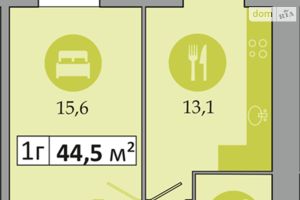 Продается 1-комнатная квартира 44.5 кв. м в Днепре