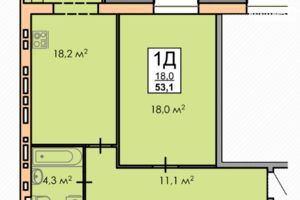 Продается 1-комнатная квартира 53.1 кв. м в Черкассах