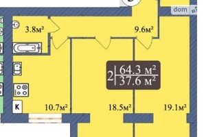 Продається 2-кімнатна квартира 64.3 кв. м у Чернігові