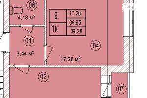 Продается 1-комнатная квартира 40.82 кв. м в Тернополе