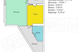 Продается 1-комнатная квартира 37.37 кв. м в Тернополе