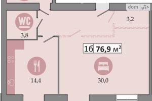 Продається 1-кімнатна квартира 76.9 кв. м у Дніпрі