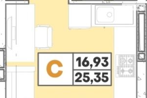 Продается 1-комнатная квартира 25.18 кв. м в Одессе