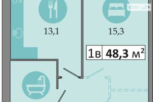 Продається 1-кімнатна квартира 48.3 кв. м у Дніпрі