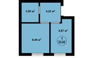 Продается 1-комнатная квартира 23.8 кв. м в Киево-Святошинске