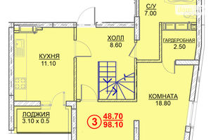 Продается 3-комнатная квартира 98.1 кв. м в Вышгороде